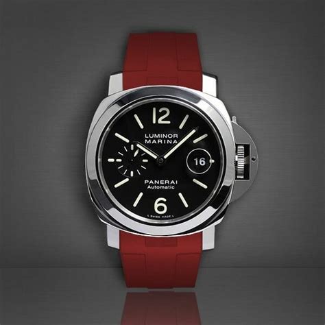 panerai red silicone strap